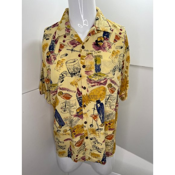 Tori Richard Men Hawaiian Lounge Shirt Crinkle Texture Cocktail Rayon Large L - Picture 2 of 9